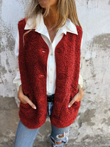Casual knitted vest for women with button details and practical pockets Lune London