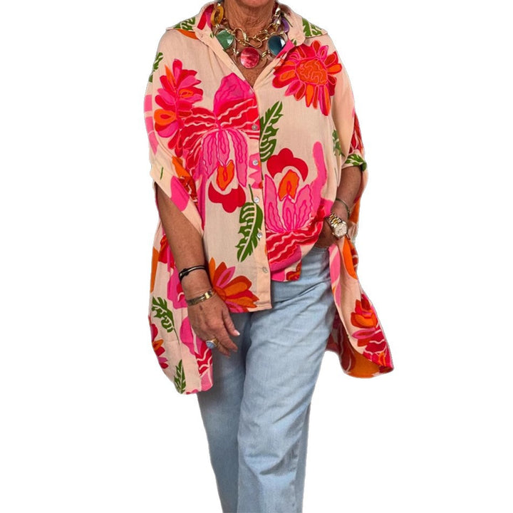 Blouse kimono fluide pour femme avec design floral coloré Chic & Stil