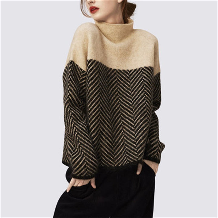 Comfortable knitted sweater for women with a trendy zigzag pattern Lune London