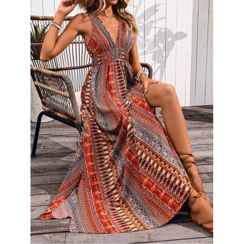 Bohemian style maxi dress for women with deep neckline Lune London