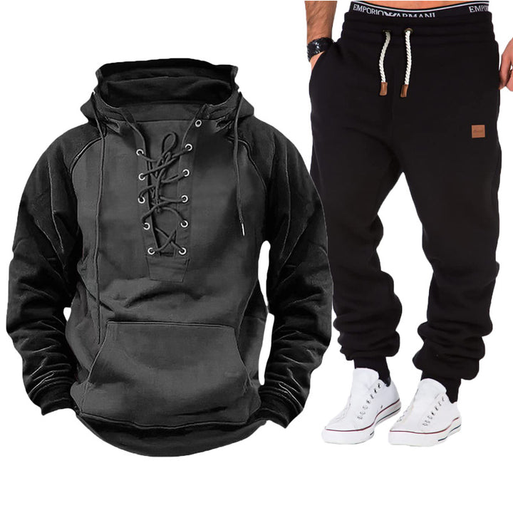 Casual hoodie for men with braided lace closure and comfortable jogger pants Lune London