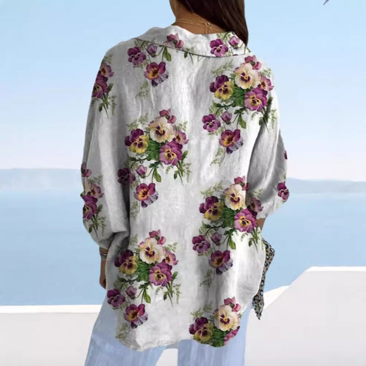 Blouse femme à motif floral avec patte de boutonnage cachée Chic & Stil