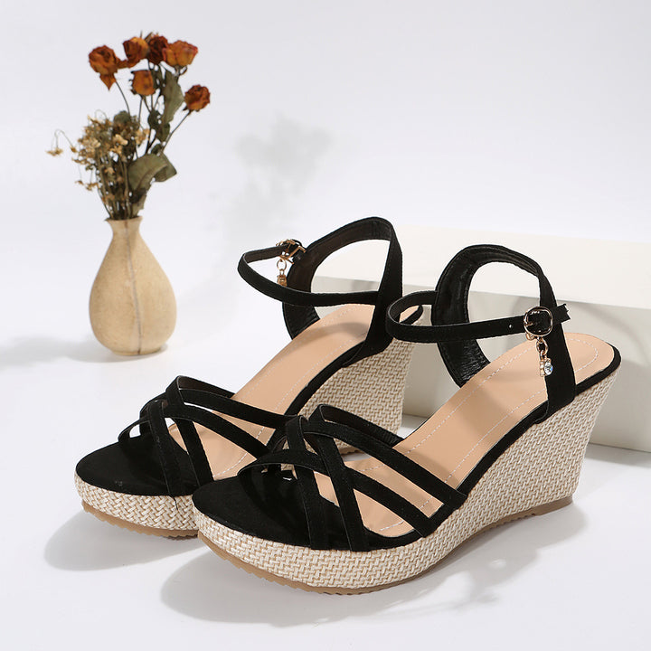 Wedge sandals for women with refined strap design and comfortable sole Lune London