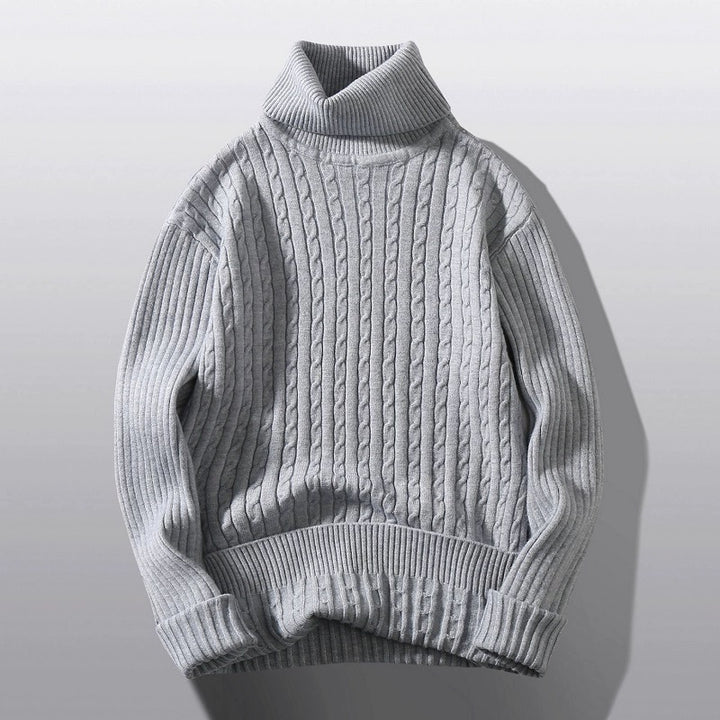 Women's knitted sweater with high collar and ribbed pattern Lune London