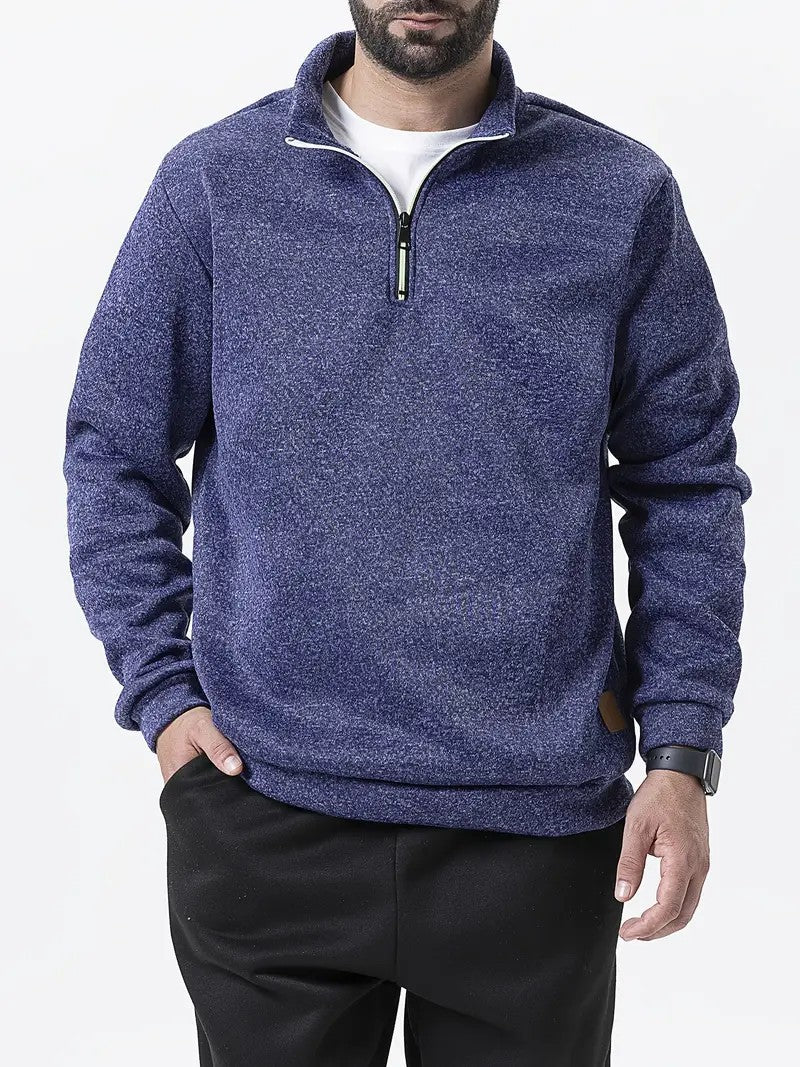 Men's fleece pullover with half zipper Lune London