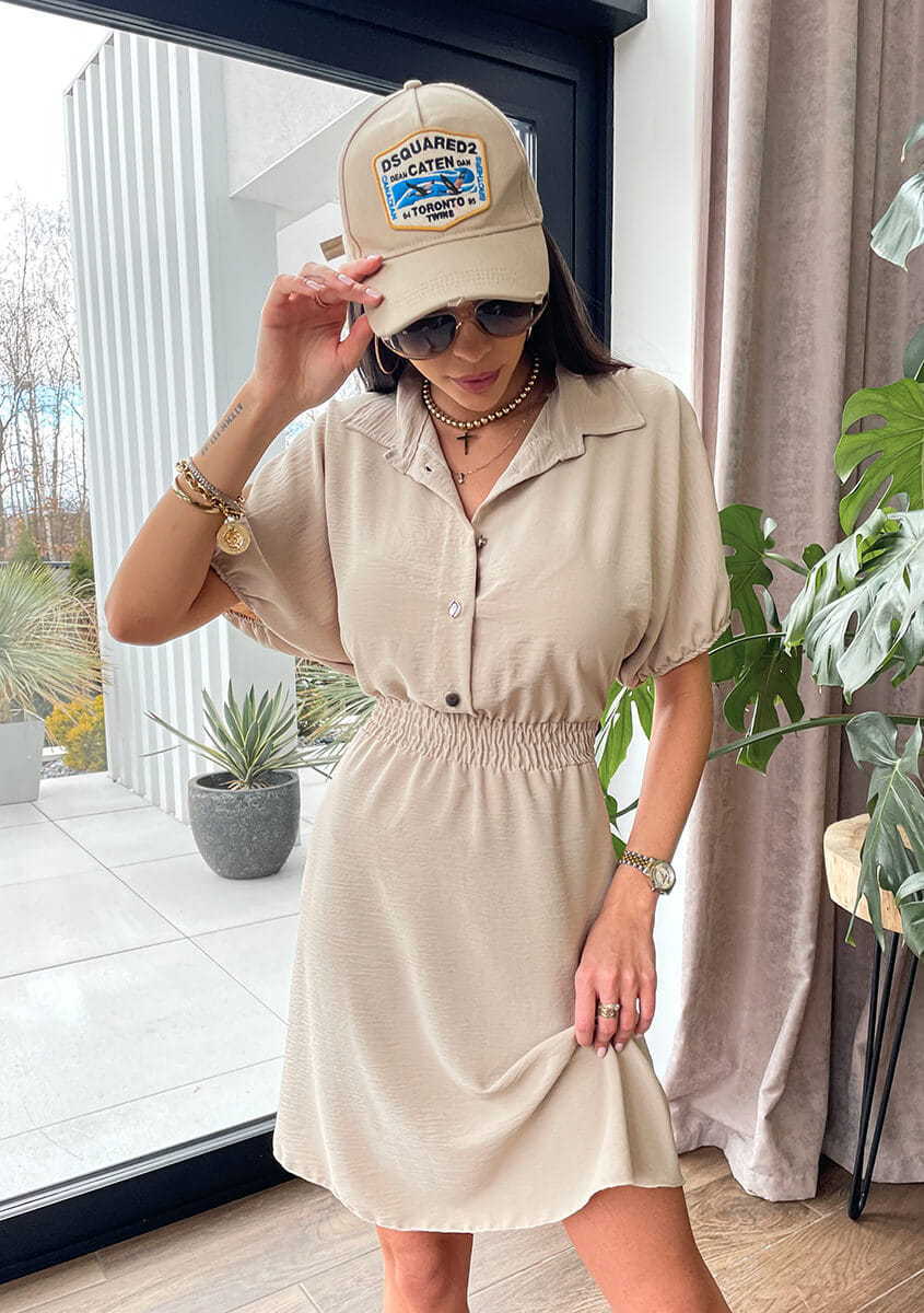 Shirt dress for women with elastic waist and trendy collar Lune London