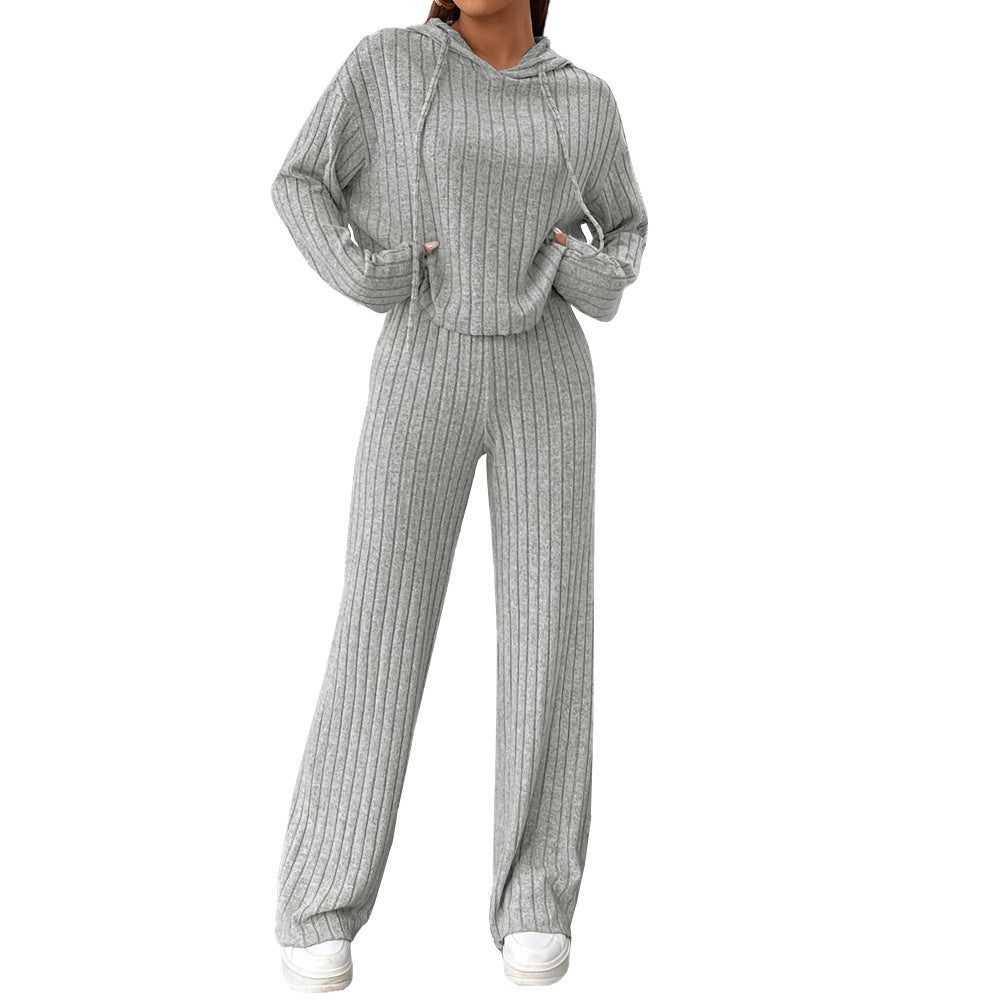 Ensemble tricot décontracté pour femmes avec hoodie casual et jambes larges Chic & Stil