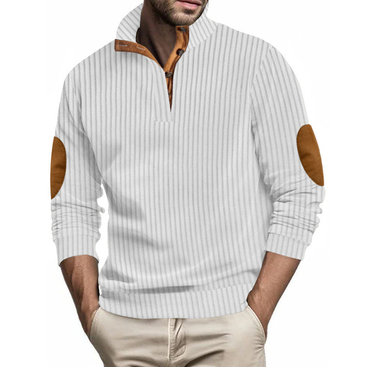 Knit sweater for men with a high collar and unique elbow patches Lune London