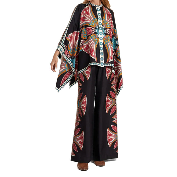 Haut kaftan floral pour femme avec détail de bouton Chic & Stil