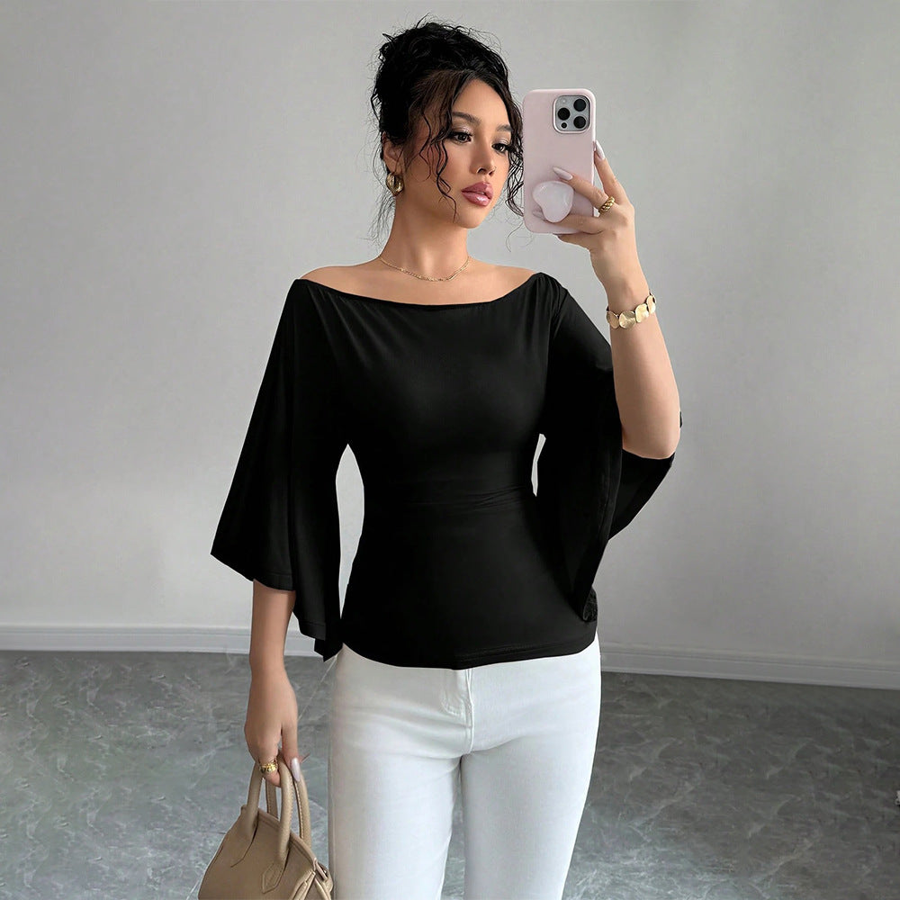 Haut élégant femme à épaules dénudées avec manches larges et coupe ajustée Chic & Stil