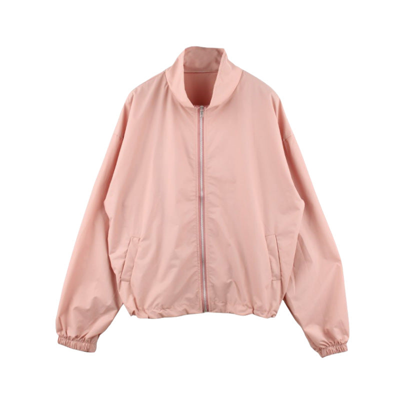 Ladies trendy transitional jacket with high collar and elastic cuffs Chic & Stil
