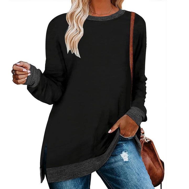 Casual oversized long sleeve t-shirt for women with contrast hem Lune London