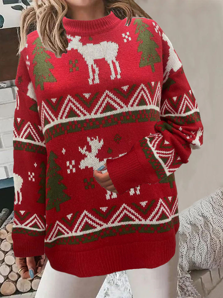 Comfortable Christmas sweater for ladies with festive pattern and high cut Lune London