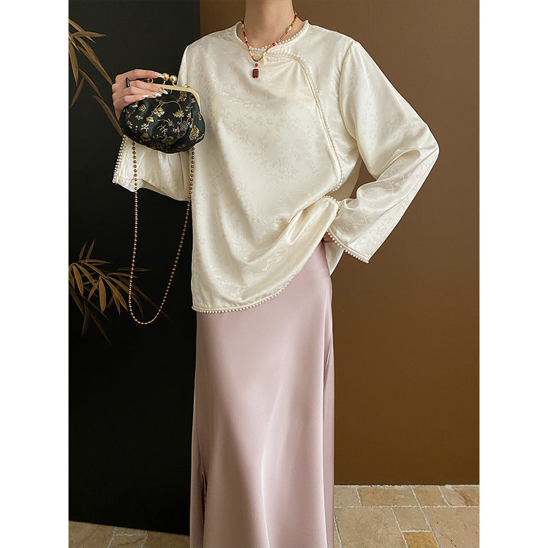 Women's Elegant Top with Loose Fit and Bead Details Chic & Stil