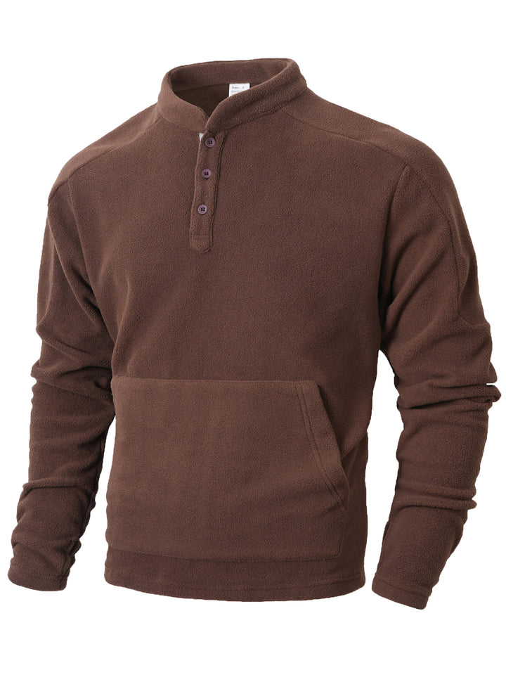 Cozy fleece sweater for men with button placket Lune London