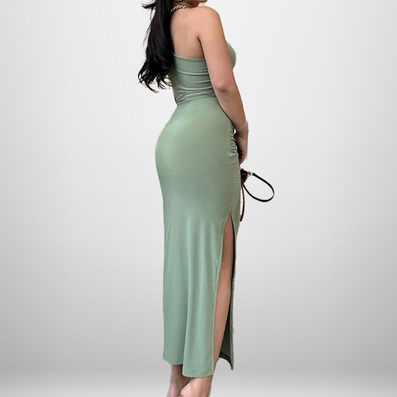 Robe enveloppante élégante pour femme avec design asymétrique et fente haute Chic & Stil