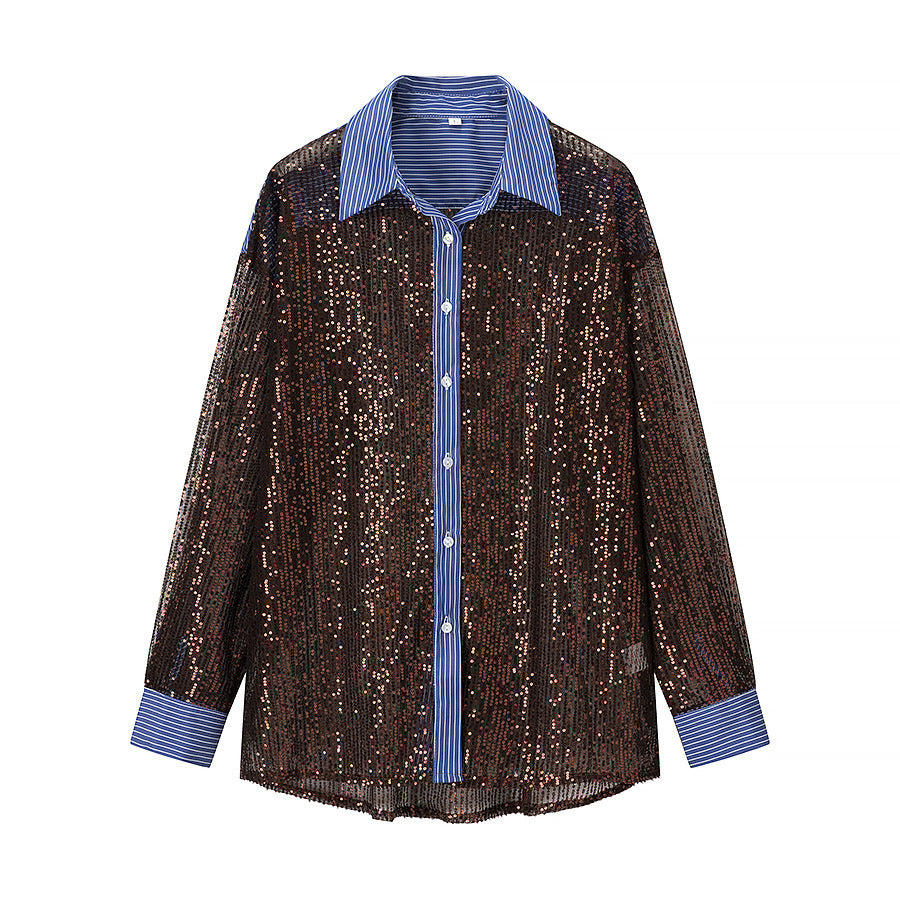 Ladies Glamour Sequined Pajama Set Lune London