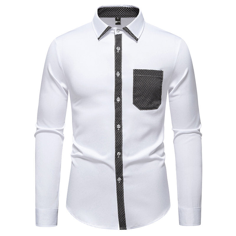 Long sleeve shirt for men with contrasting collar and trendy chest pocket Lune London
