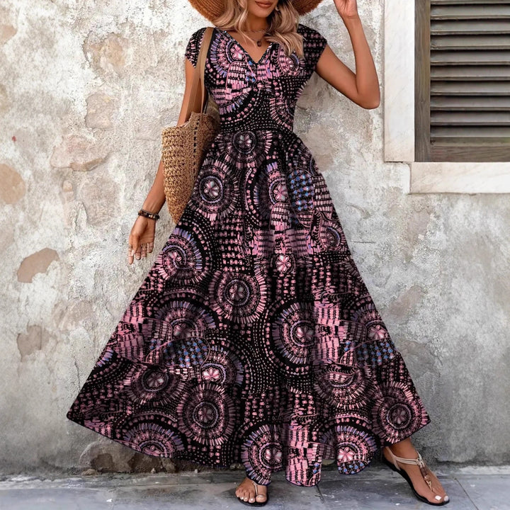 Maxi Dress for women with floral design and flattering V-neck Lune London