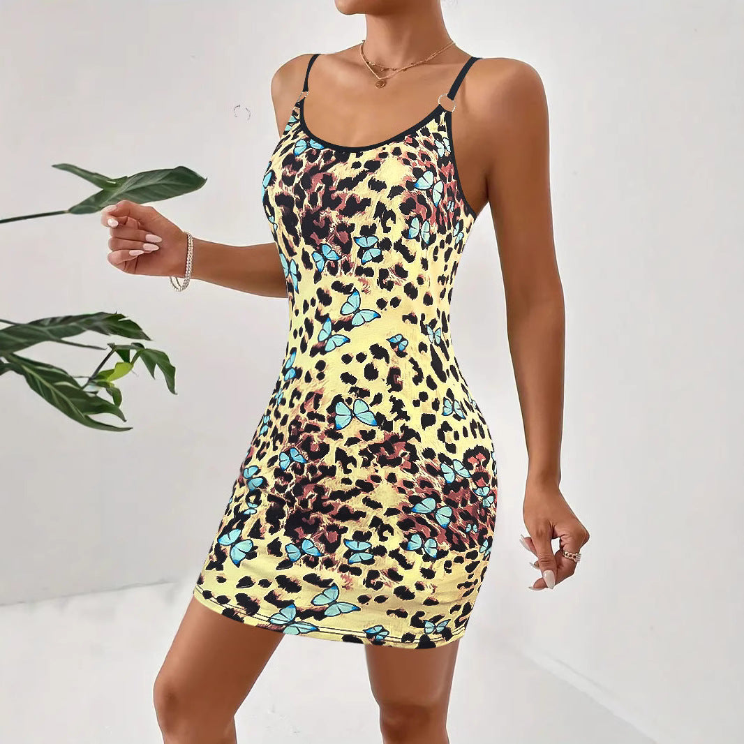 Mini bodycon dress for women with butterfly and animal print design Lune London