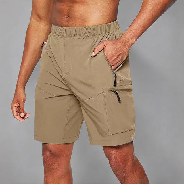 Shorts de loisirs confortables pour hommes avec taille élastique et poches zippées pratiques Lune London