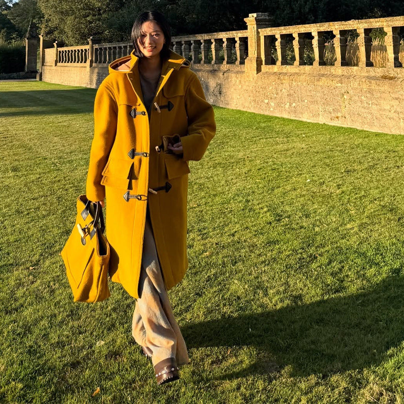 Women’s Oversized Duffle Coat with Hood & Wooden Buttons | Lune London