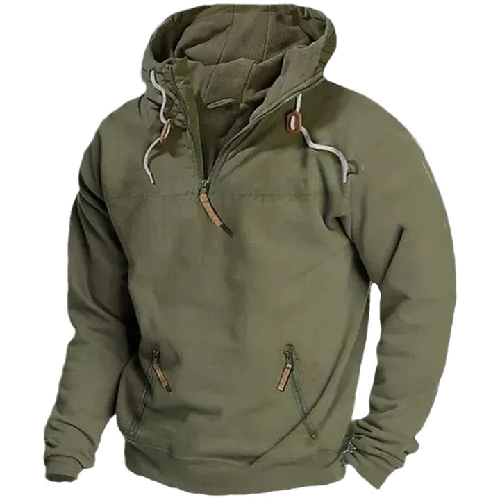 Casual men's sweater with half-zip and practical kangaroo pockets Lune London