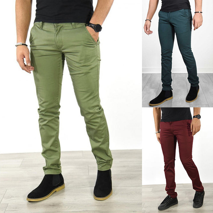 Elegant chino pants for men with a slim fit and elastic waistband Lune London