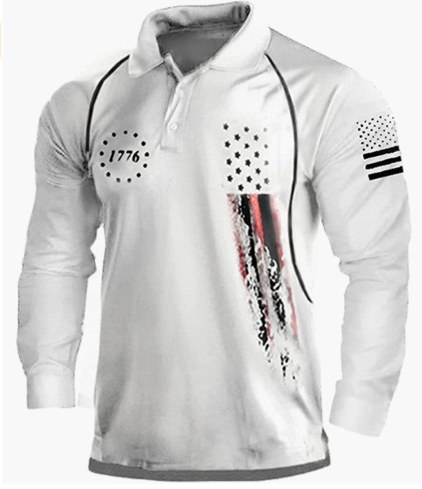 Men's long sleeve polo shirt with a patriotic design and a functional fit Lune London
