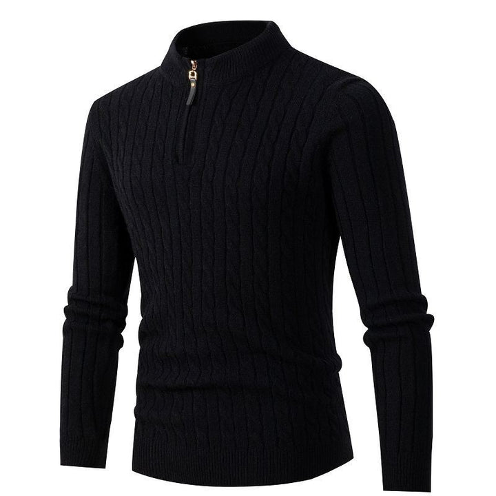 Men's High Quality Knitted Sweater with High Collar and Zipper Lune London