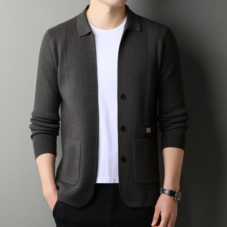 Lune London textured surface casual knit cardigan for men