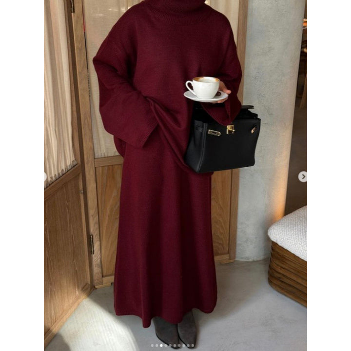Knit dress for women with high neck and loose silhouette Lune London
