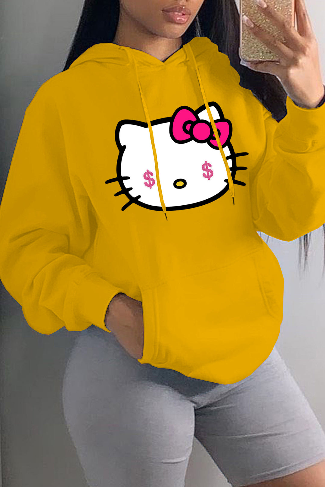 Hooded sweatshirt for women with creative cat pattern Lune London