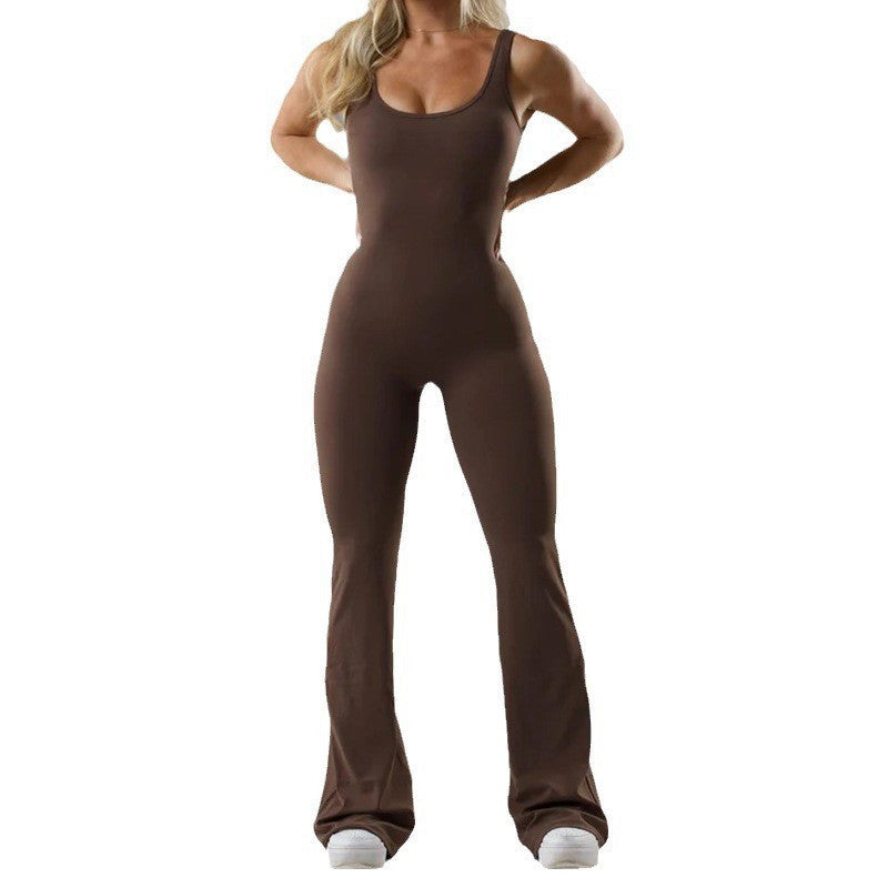 Ladies Flared Sport Jumpsuit with Soft Material Lune London