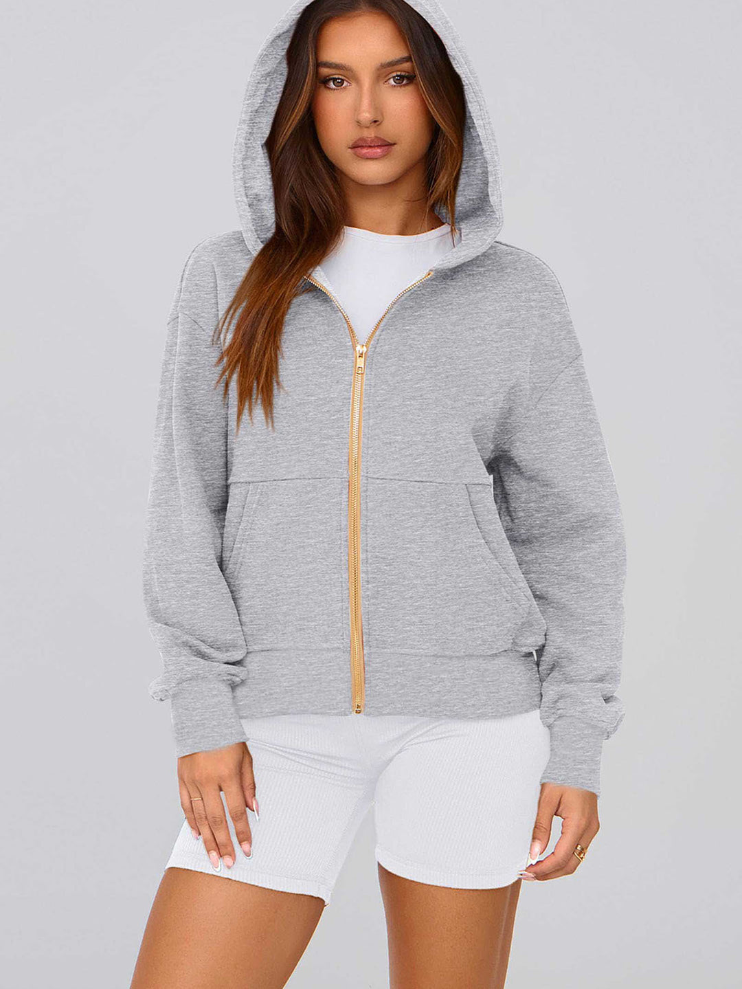 Women Sports Hoodie with Full Zip and Practical Side Pockets Chic and Style