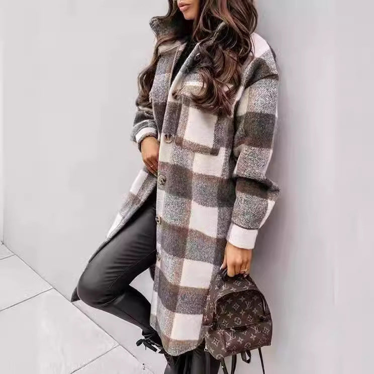 Women Oversized Checkered Shirt-Coat with Practical Pockets Lune London