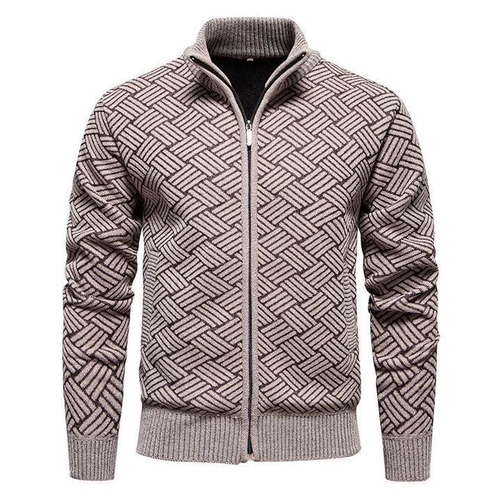 Trendy cardigan jacket for men with high collar and zipper Lune London
