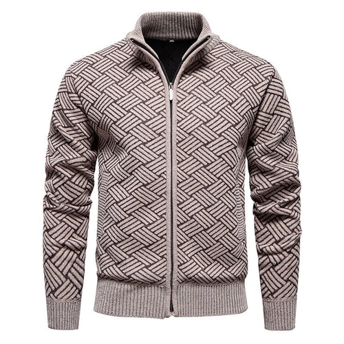 Trendy cardigan jacket for men with high collar and zipper Lune London
