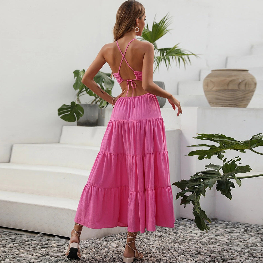 Robe Maxi Femme avec Fente Profonde et Détails à Volants Chic & Stil