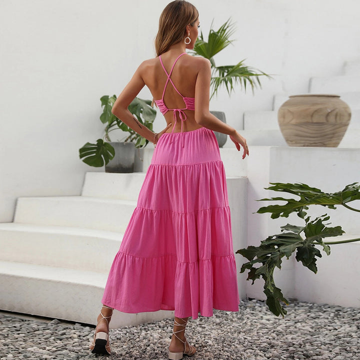 Robe Maxi Femme avec Fente Profonde et Détails à Volants Chic & Stil