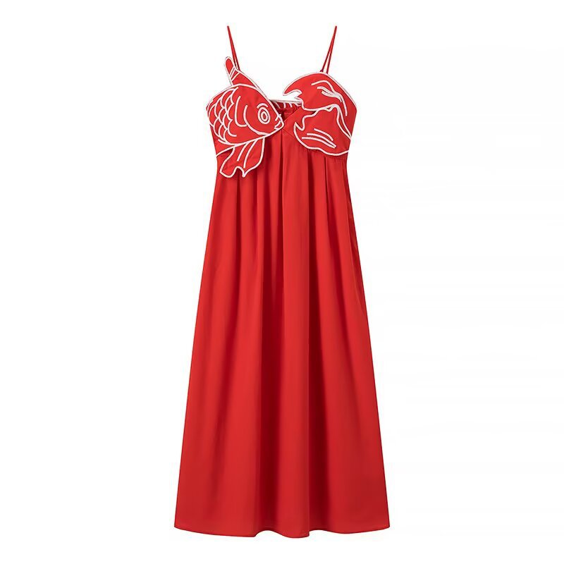 Maxi dress for women with a playful fishnet design and adjustable spaghetti straps Lune London
