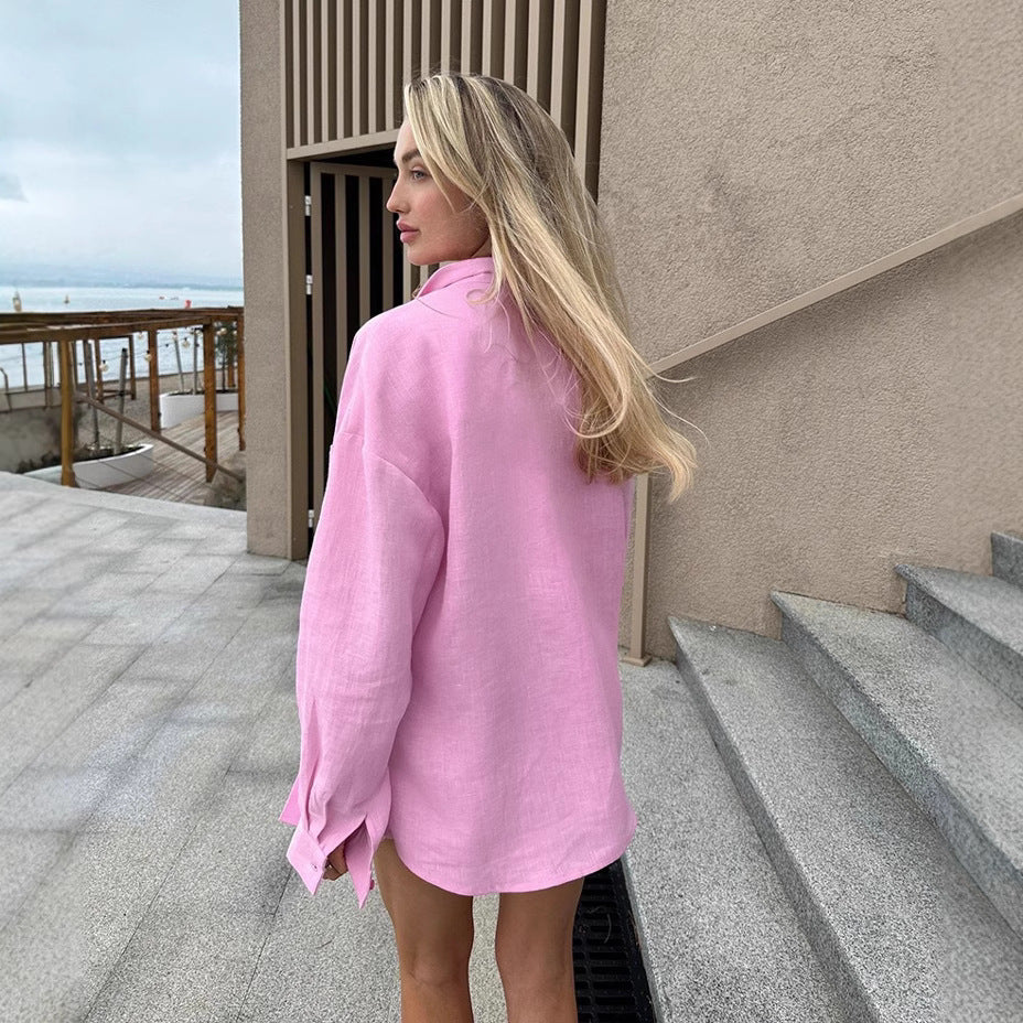 Lune London oversized linen button-up shirt for women