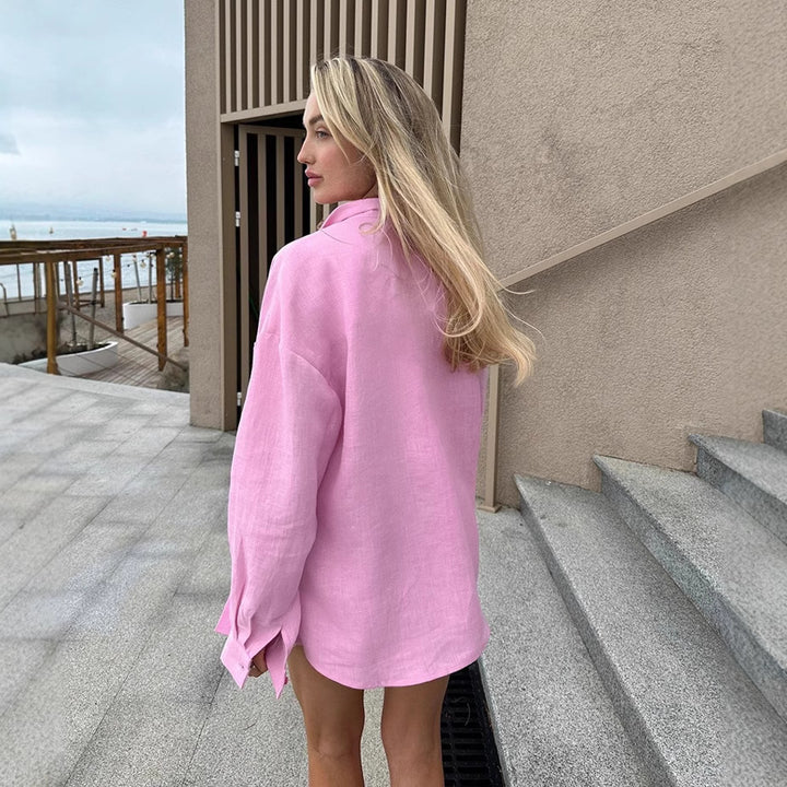 Lune London oversized linen button-up shirt for women