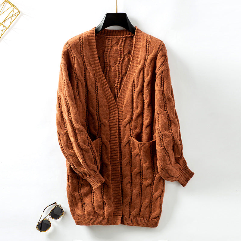 Women's knitted jacket with an elegant braided pattern Lune London