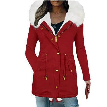 Ladies padded winter coat with removable hood Lune London
