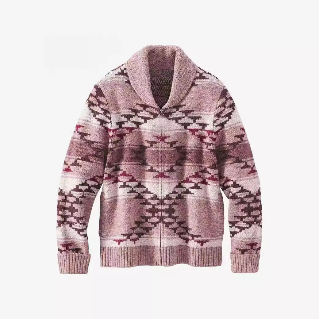 Ladies comfortable vest with high collar and geometric pattern Lune London