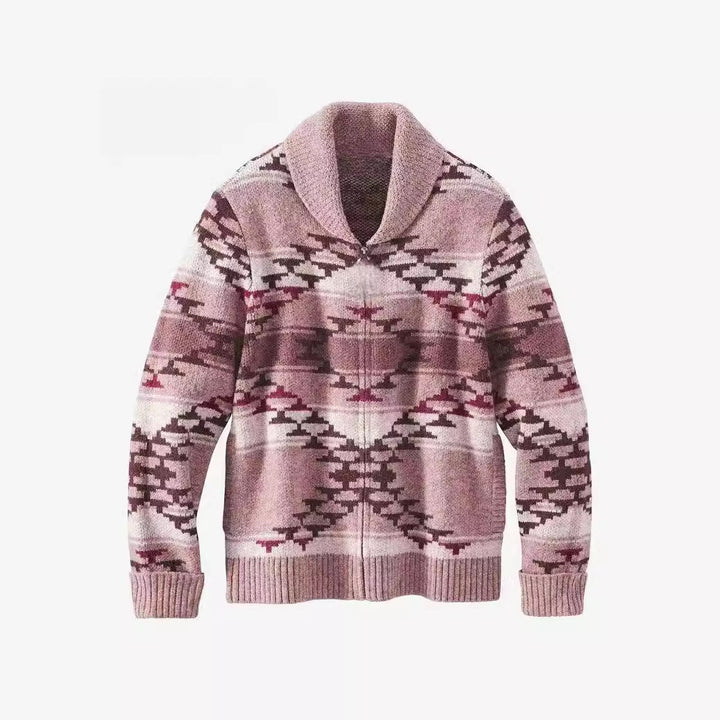 Ladies comfortable vest with high collar and geometric pattern Lune London