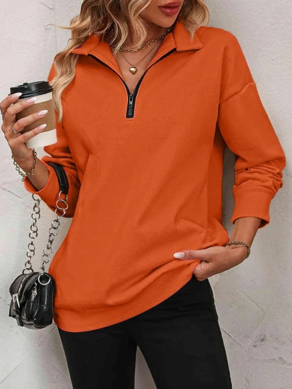 Casual turtleneck sweater for women with half-zip Lune London
