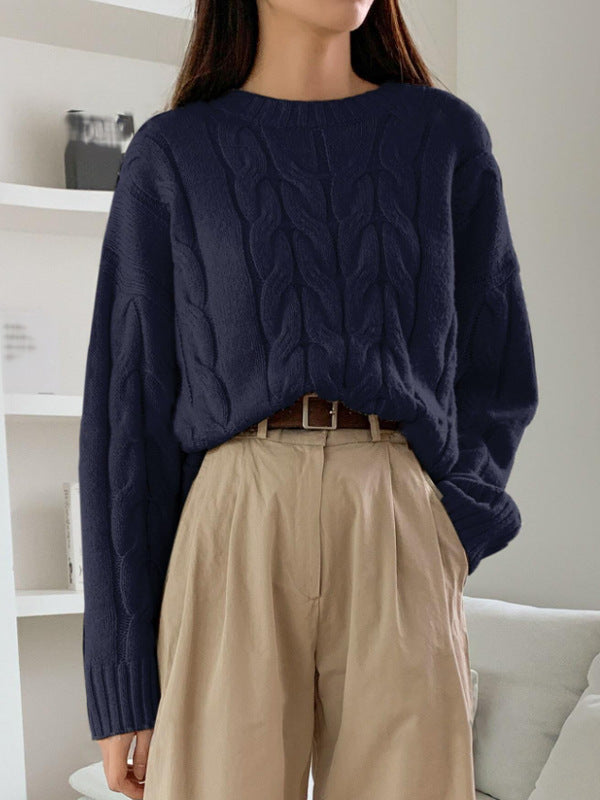 Pull en maille épaisse pour femmes avec motif en câble et coupe décontractée Chic & Stil