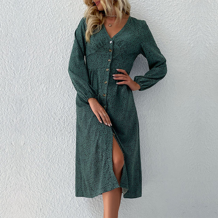 Midi dress for women with buttoning and voluminous sleeves Lune London